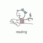 ⑦お茶と読書　readingイラスト.pngのサムネイル画像